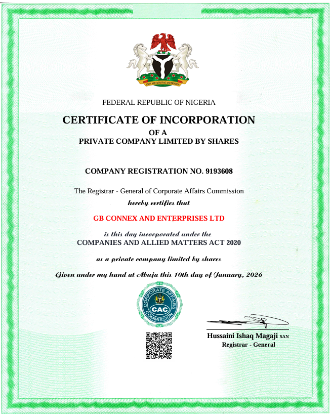 CAC Certificate of Incorporation